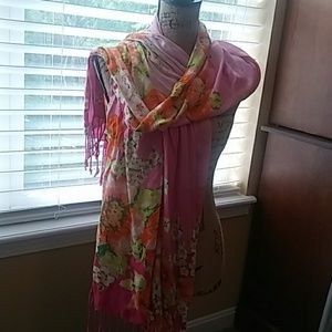 Pink floral scarf
